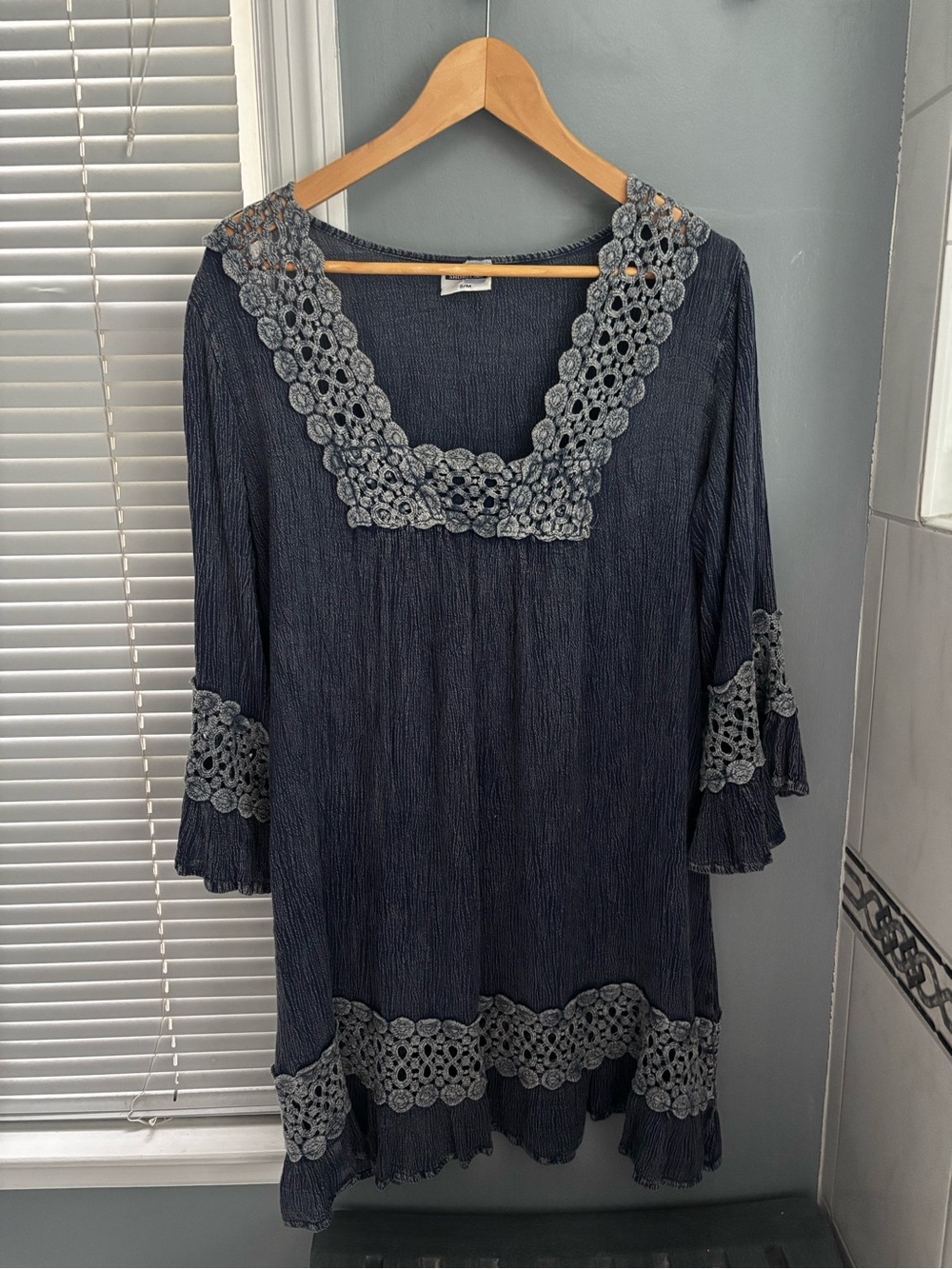 Shoreline Women’s Navy Crochet-Trim Dress